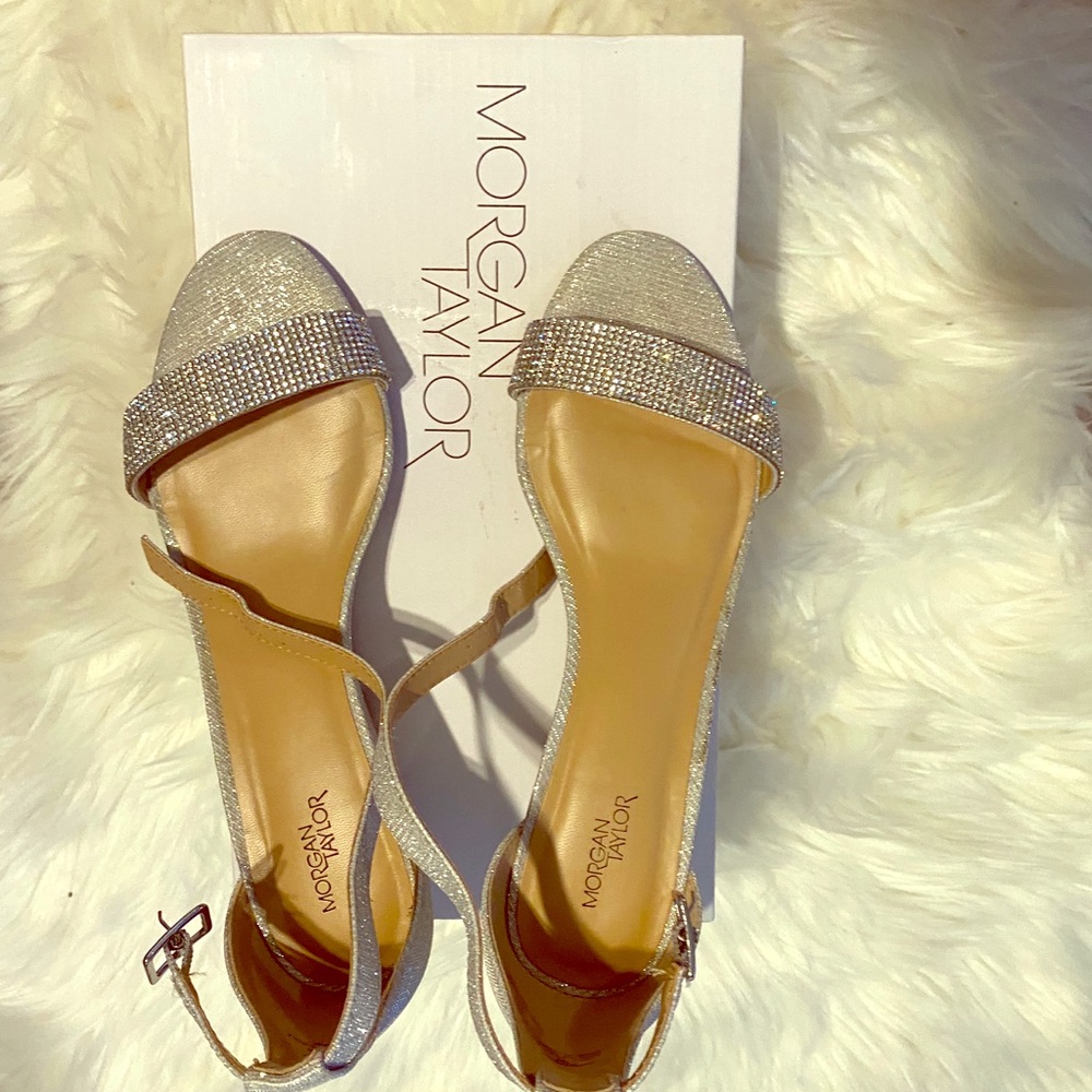Morgan Taylor Silver Glittery Heels Size 7 1/2